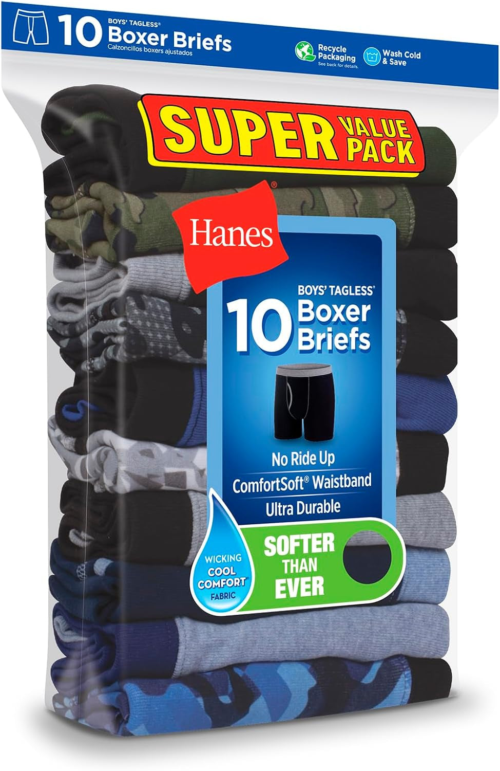 Boys  Boys' and Toddler Underwear, Comfort Flex Wb Boxer Briefs, 10-Pack
